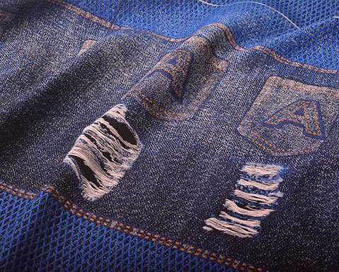 Eco-friendly Denim Blue Jacquard Woven Fabric